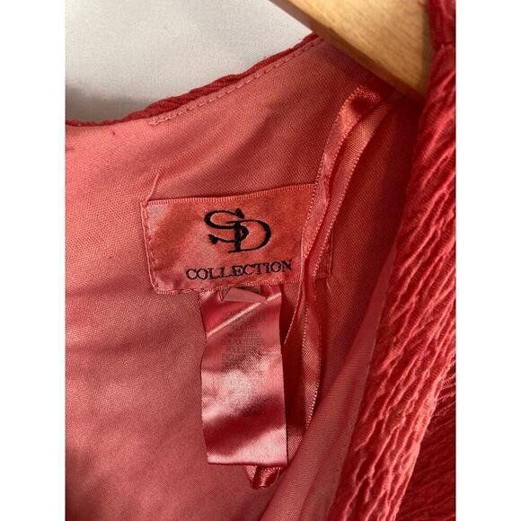SD Collection Pink textured V Neck Sleeveless Flare Dress Size 8 - Picture 3 of 4
